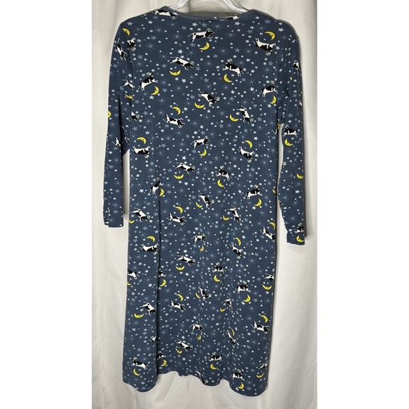 Lands End Nightgown M 10/12 Blue Pajama Night Gown  PJs Cows Jumping Moon Stars - Picture 4 of 4